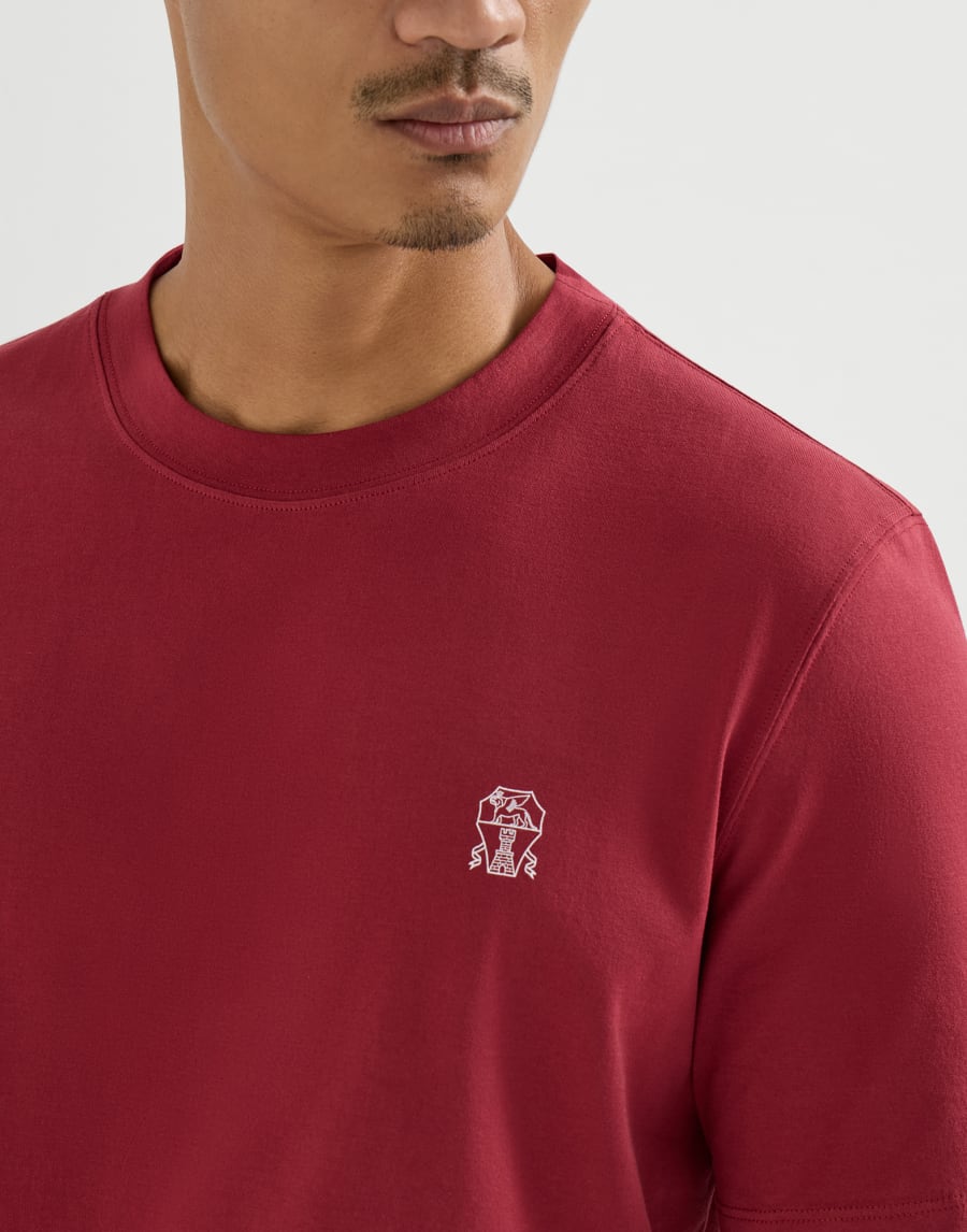 T-shirt in jersey con logo Ciliegia Uomo - Brunello Cucinelli