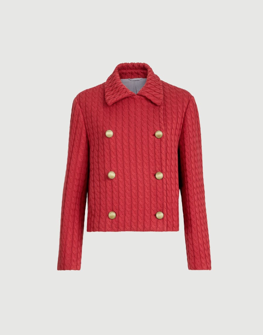 绞花针织夹克 红色 女款 - Brunello Cucinelli