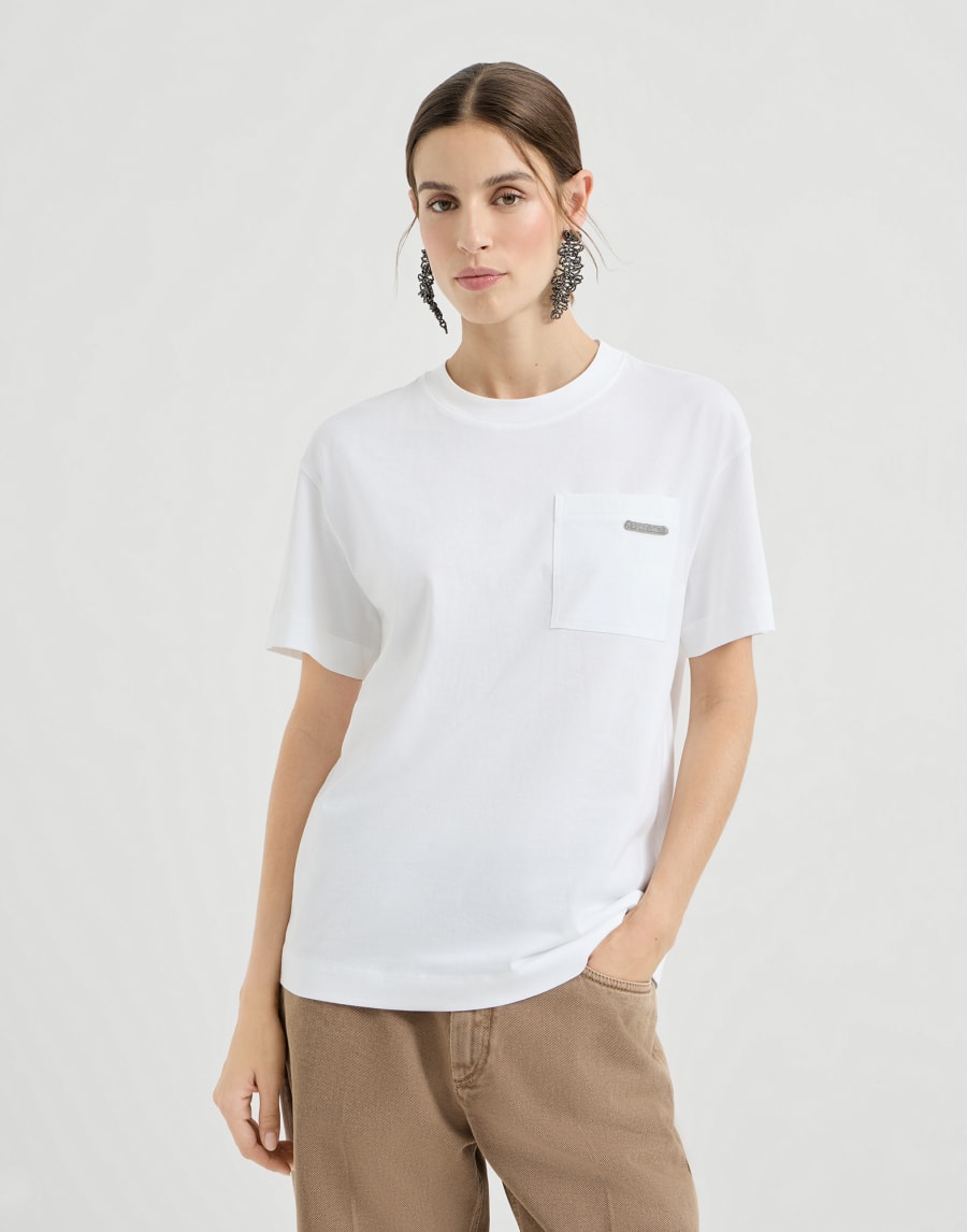 T-shirt in jersey di cotone Bianco Donna - Brunello Cucinelli