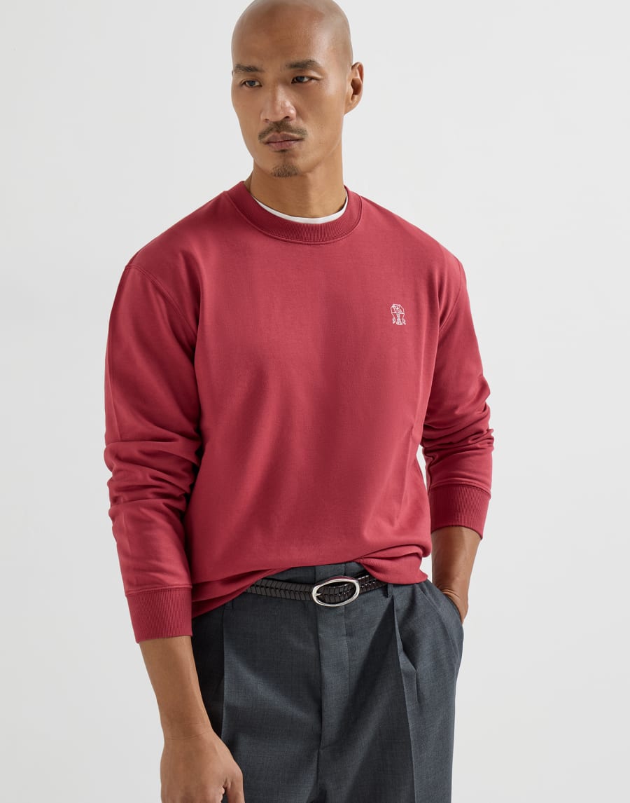 Cotton French terry sweatshirt Cherry Man - Brunello Cucinelli