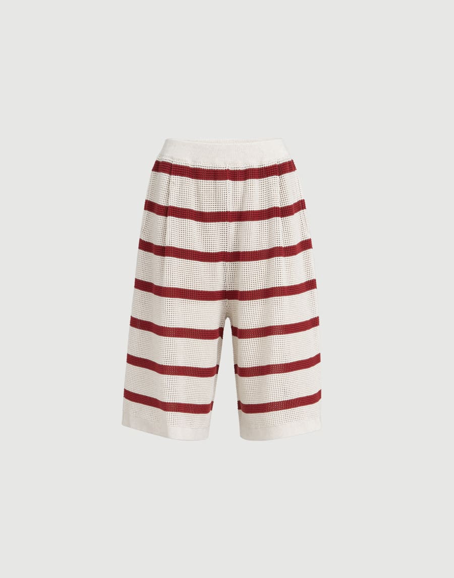 Cotton net knit Bermuda shorts Bordeaux Woman - Brunello Cucinelli