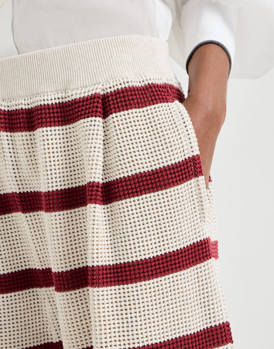 Cotton net knit Bermuda shorts Bordeaux Woman - Brunello Cucinelli