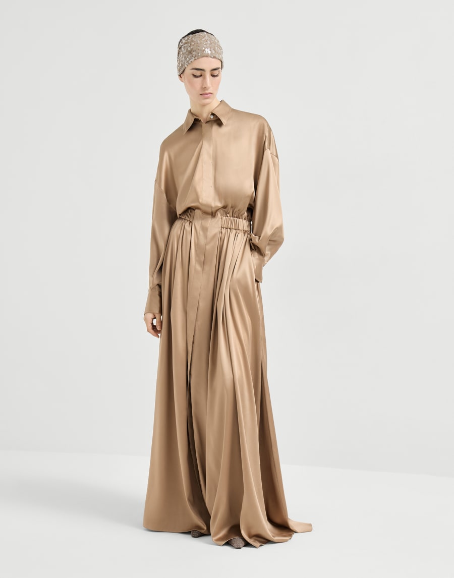 Satin dress Chocolate Woman - Brunello Cucinelli