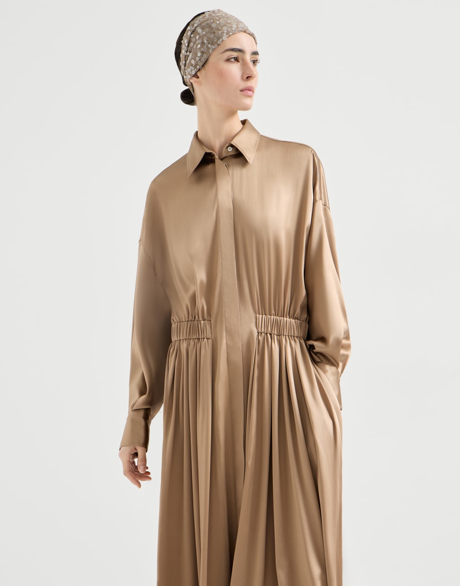 Satin dress Chocolate Woman - Brunello Cucinelli