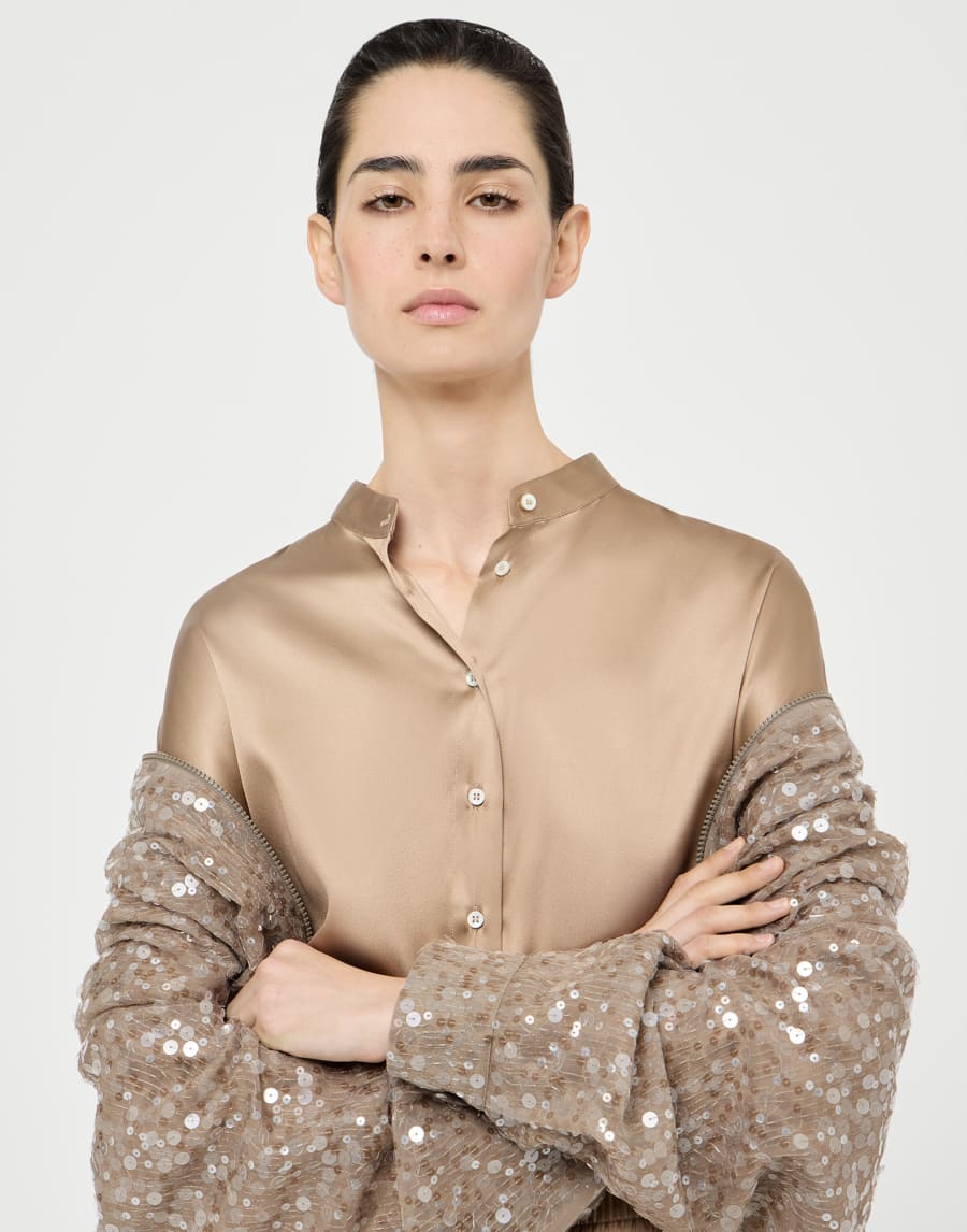 Satin shirt Chocolate Woman - Brunello Cucinelli