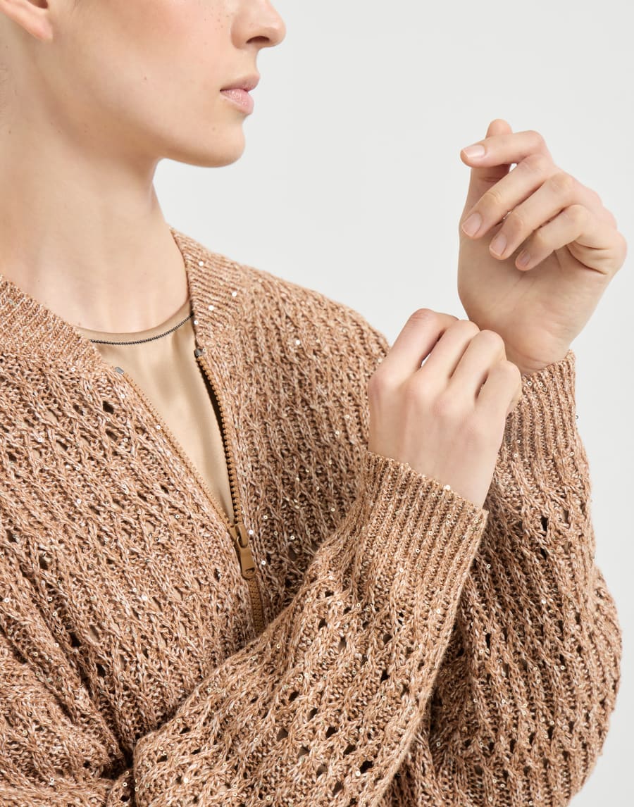 Dazzling braids cardigan Brown Woman - Brunello Cucinelli