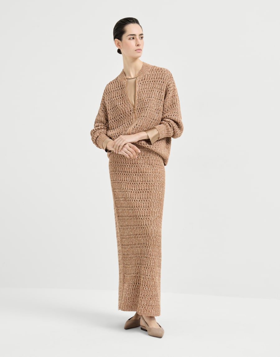 Dazzling braids cardigan Brown Woman - Brunello Cucinelli