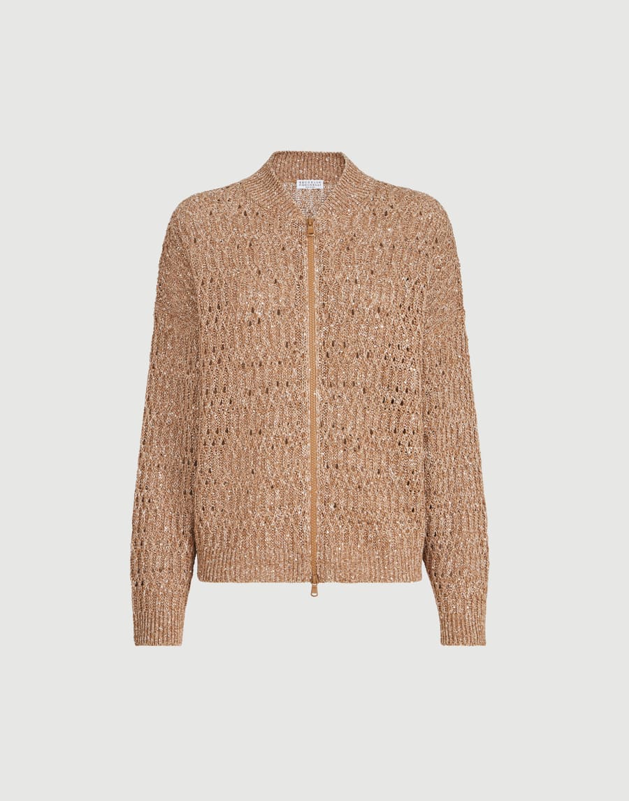 Dazzling braids cardigan Brown Woman - Brunello Cucinelli