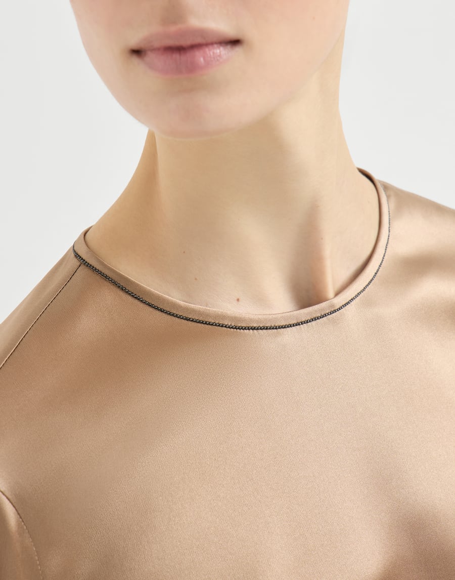 Satin T-shirt Chocolate Woman - Brunello Cucinelli