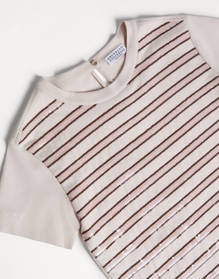 Dazzling stripes T-shirt Beige Girls - Brunello Cucinelli