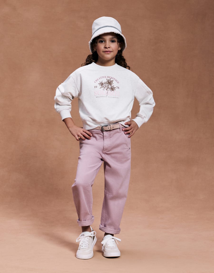 Dazzling stripes T-shirt Beige Girls - Brunello Cucinelli