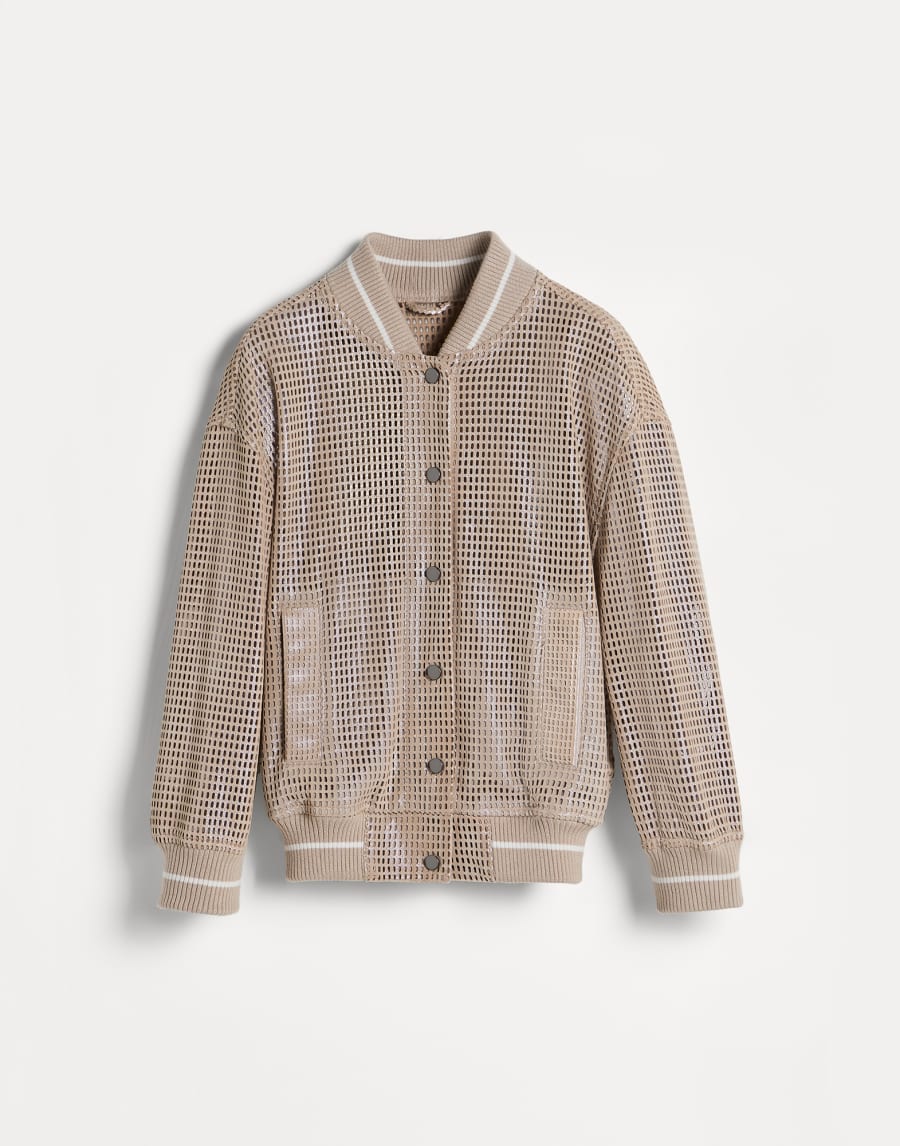 Bomber Sparkling Net Beige Bambina - Brunello Cucinelli