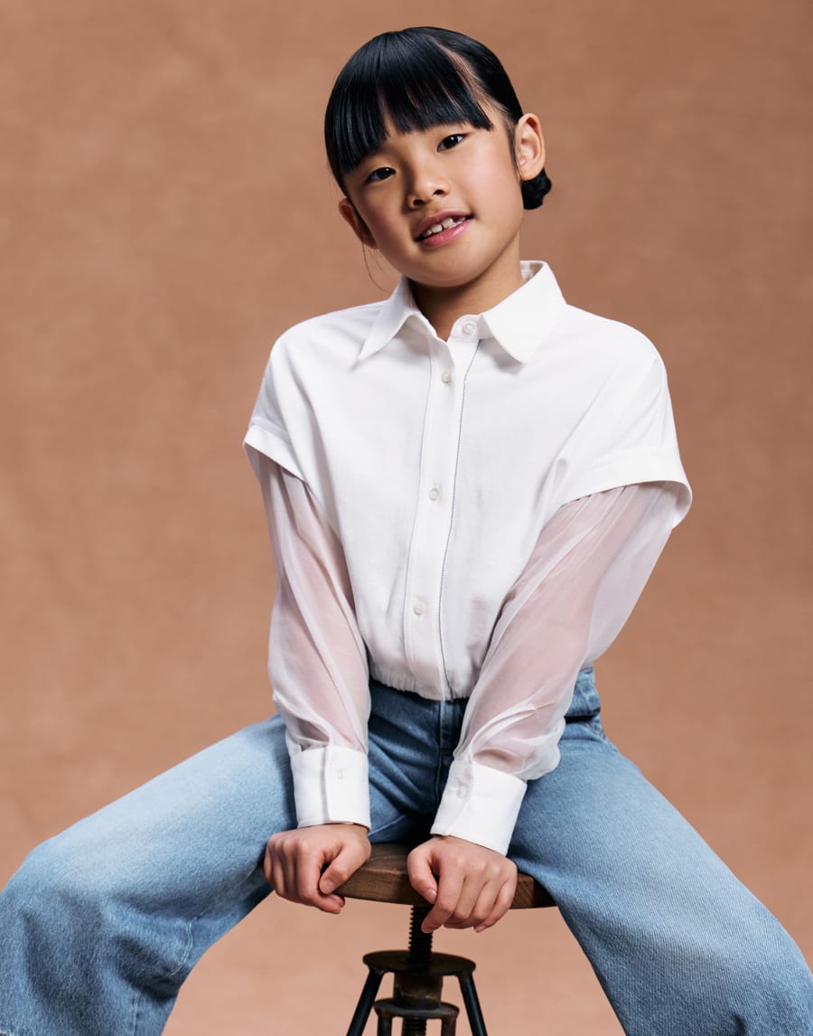 Camicia in jersey Bianco Bambina - Brunello Cucinelli