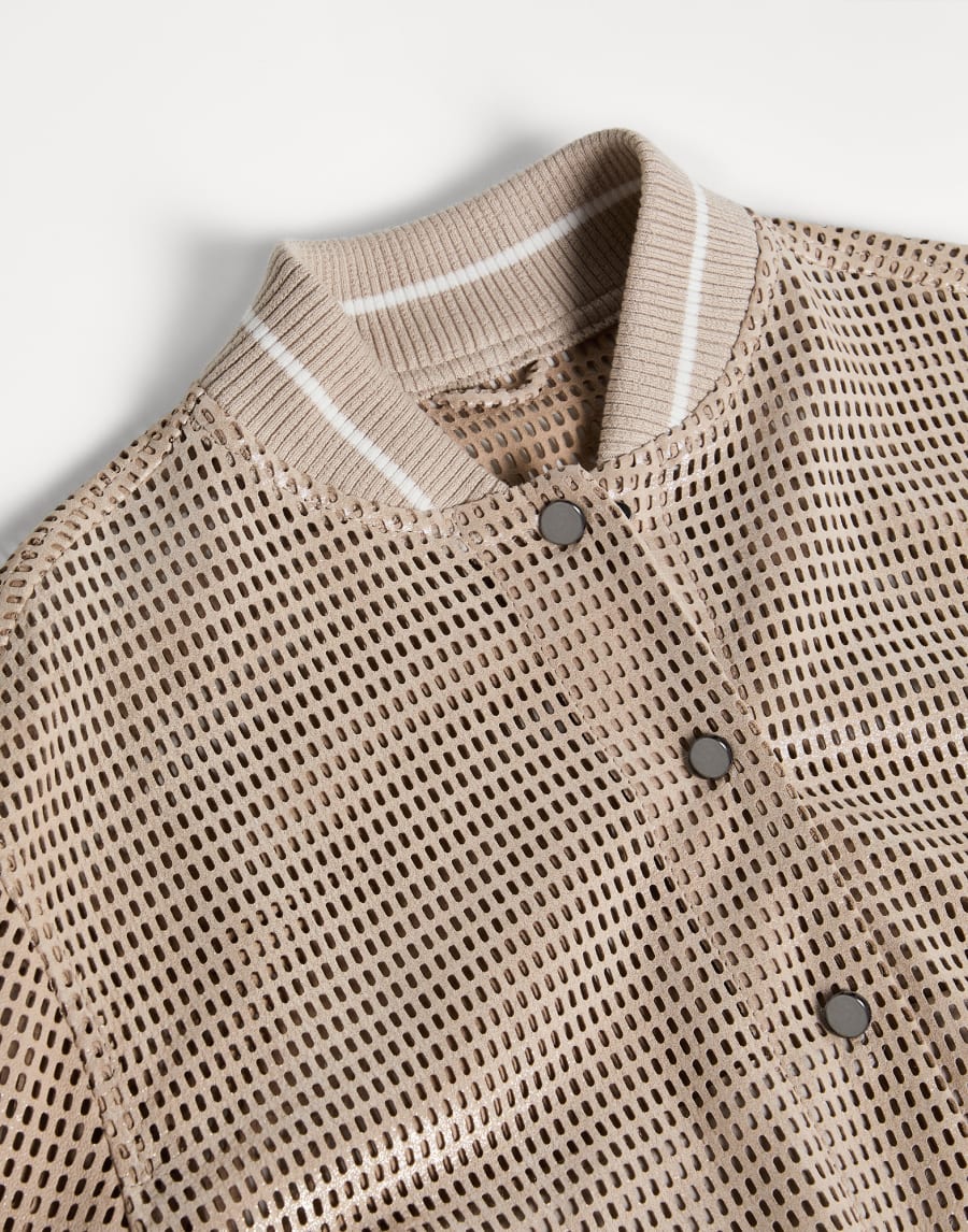 Bomber Sparkling Net Beige Bambina - Brunello Cucinelli