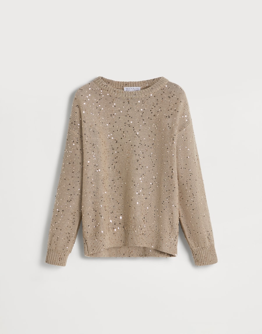 Linen and silk sweater Beige Girls - Brunello Cucinelli