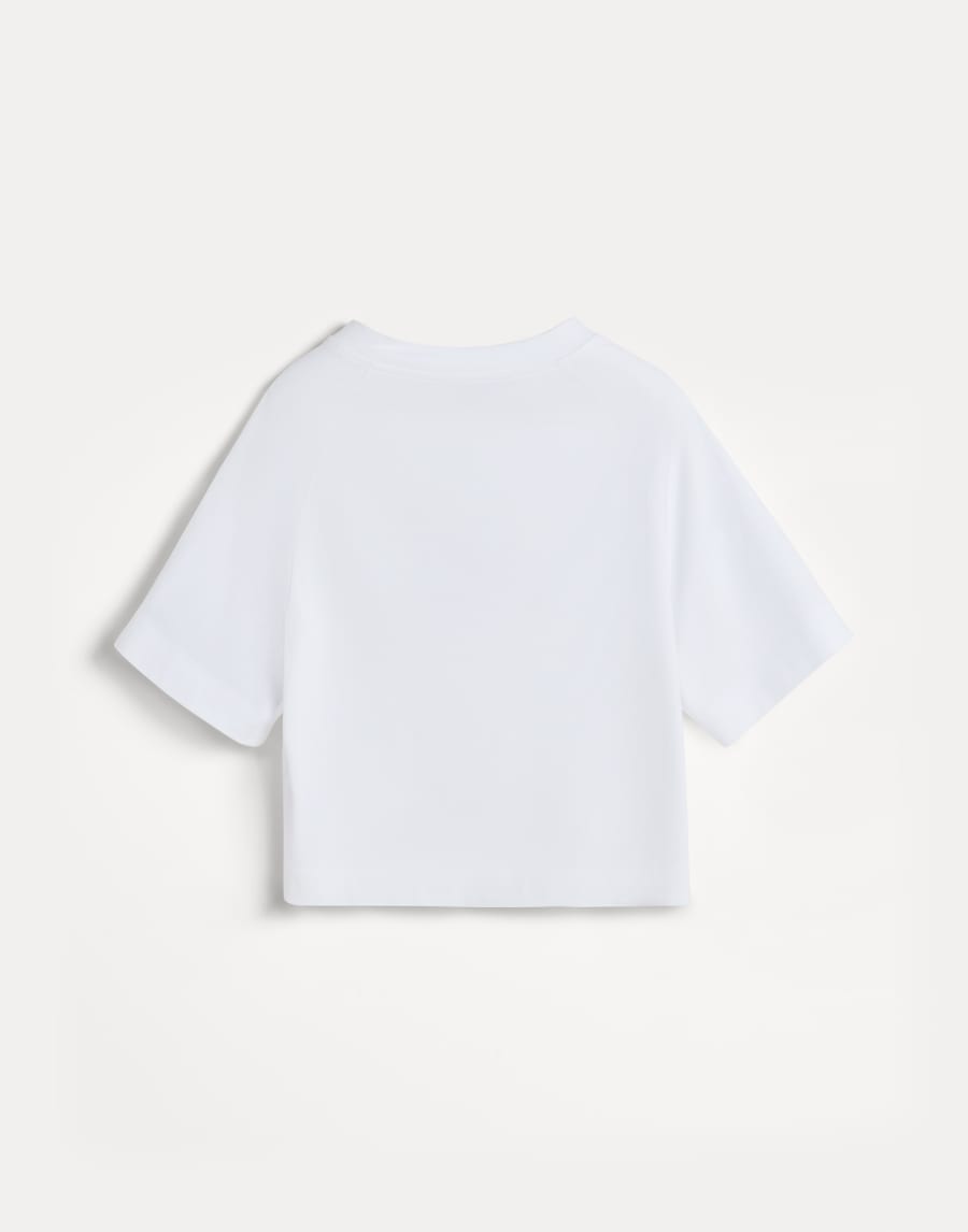 T-shirt in jersey di cotone con stampa Bianco Bambina - Brunello Cucinelli