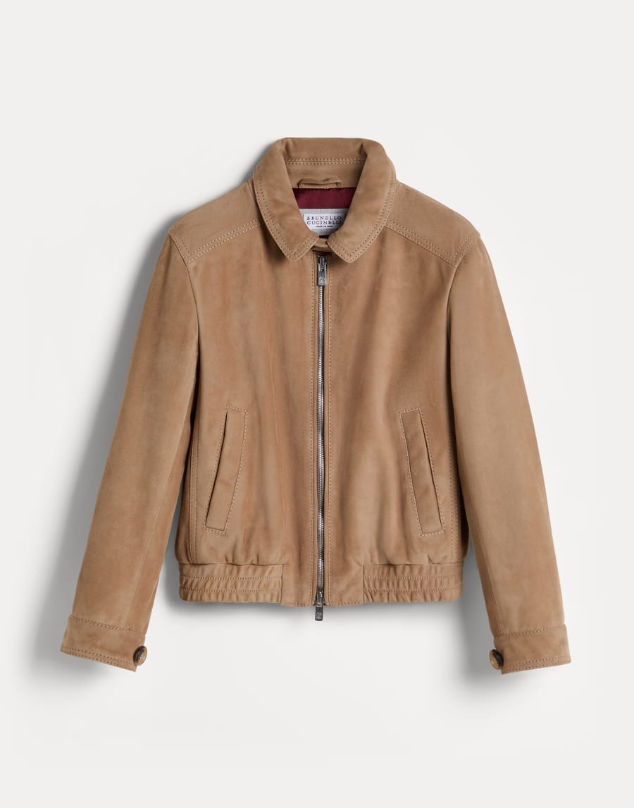 Giubbino in camoscio Camel Bambino - Brunello Cucinelli