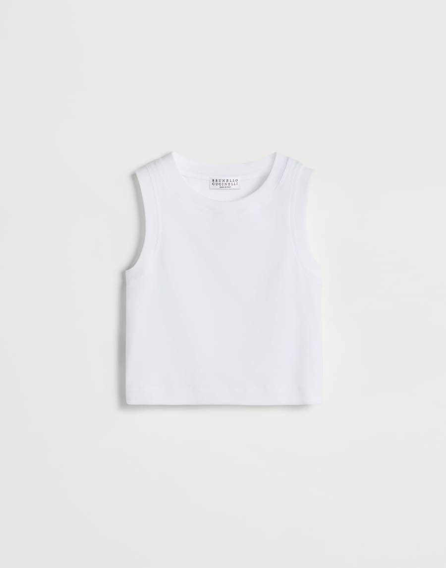 Haut en jersey côtelé Blanc Fille - Brunello Cucinelli
