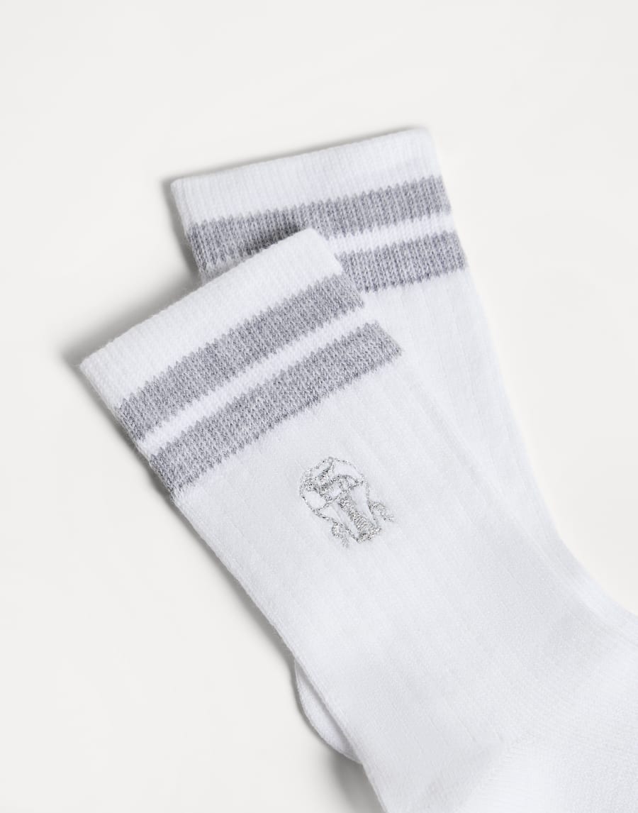 Calzini in maglia di cotone con logo Grigio Bambina - Brunello Cucinelli