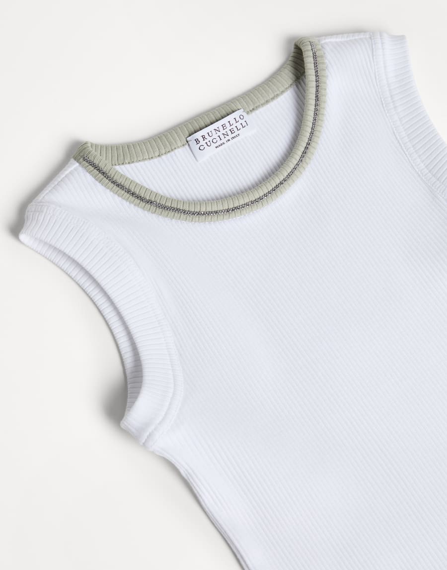 Top in jersey a costina con monile Bianco Bambina - Brunello Cucinelli