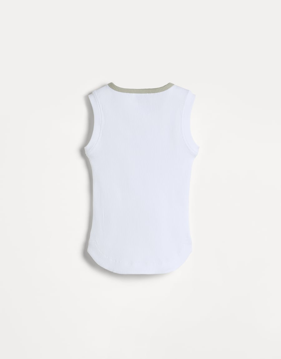 Top in jersey a costina con monile Bianco Bambina - Brunello Cucinelli