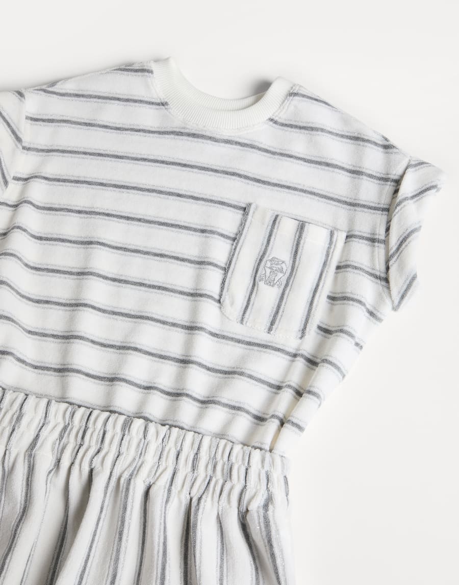Sparkling stripe jersey dress Light Grey Girls - Brunello Cucinelli