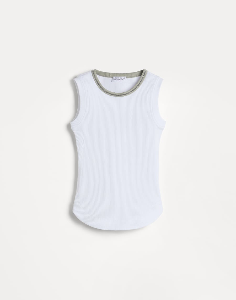 Ribbed jersey top with monili White Girls - Brunello Cucinelli