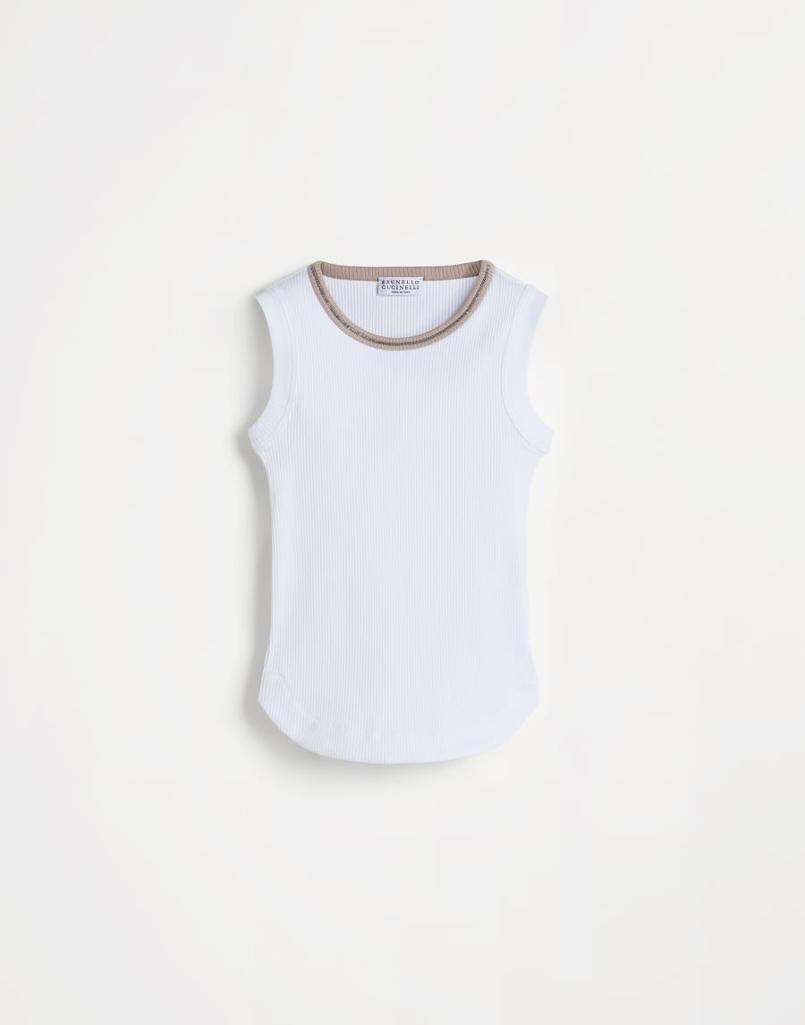 Top in jersey a costina con monile Panama Bambina - Brunello Cucinelli