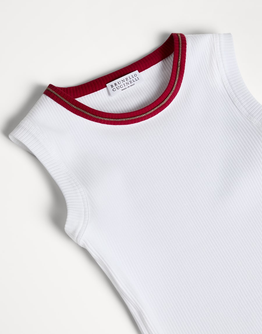 Top in jersey a costina con monile Off-White Bambina - Brunello Cucinelli