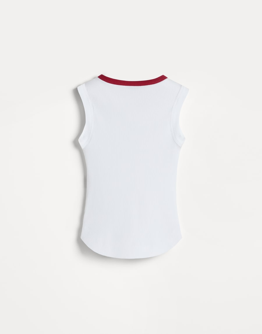 Top in jersey a costina con monile Off-White Bambina - Brunello Cucinelli