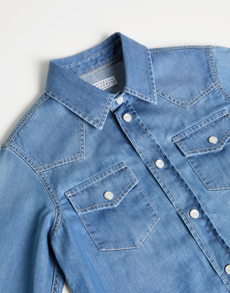 Lightweight denim shirt Light Denim Boys - Brunello Cucinelli