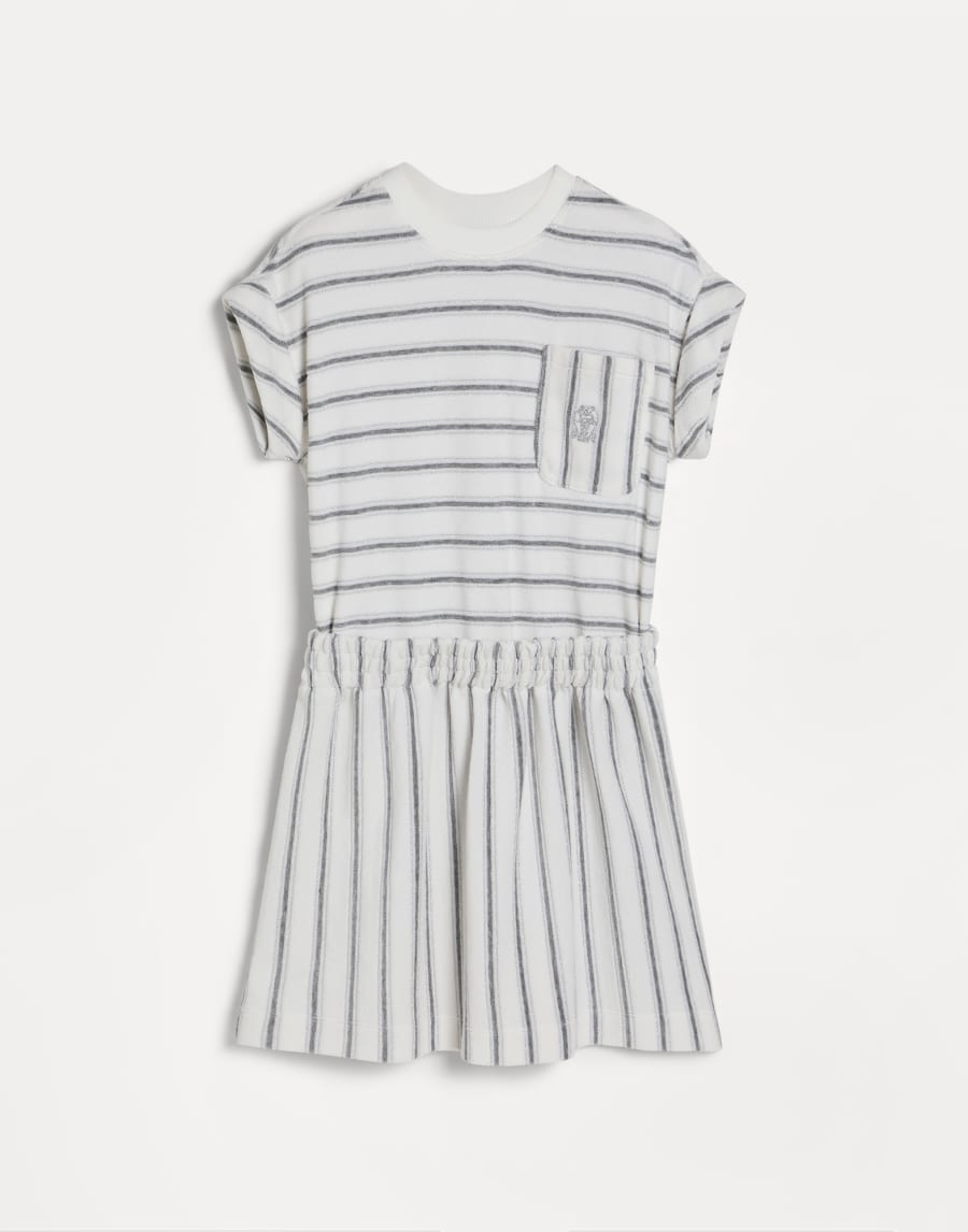 Sparkling stripe jersey dress Light Grey Girls - Brunello Cucinelli