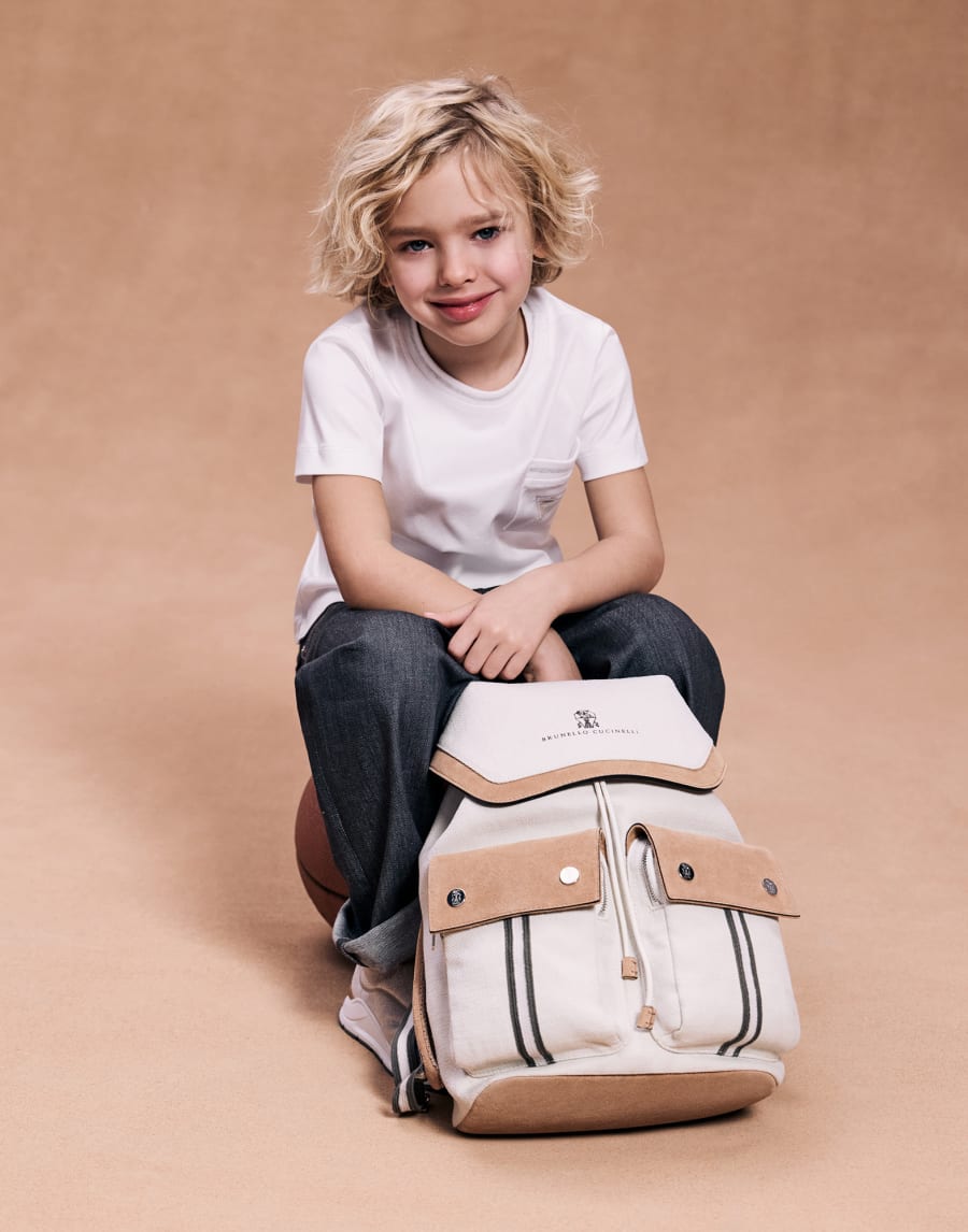 Zaino in canvas Marrone Chiaro Bambino - Brunello Cucinelli