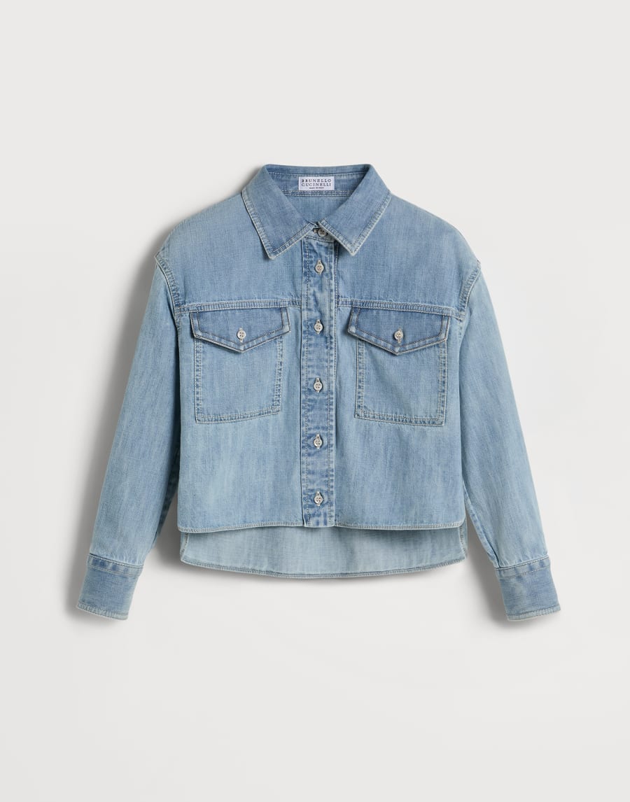 薄牛仔布衬衫 很浅色的牛仔布 女童 - Brunello Cucinelli