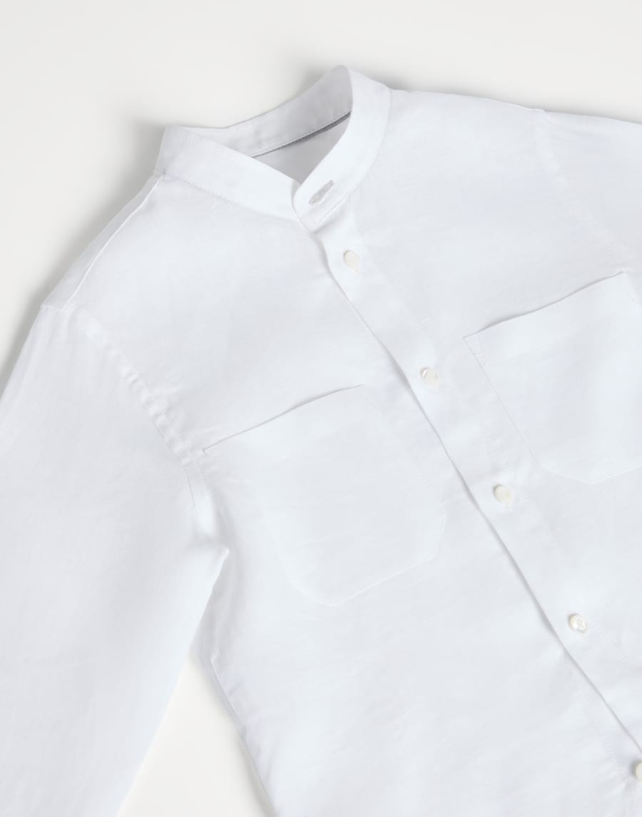 Camicia con collo coreana Bianco Bambino - Brunello Cucinelli