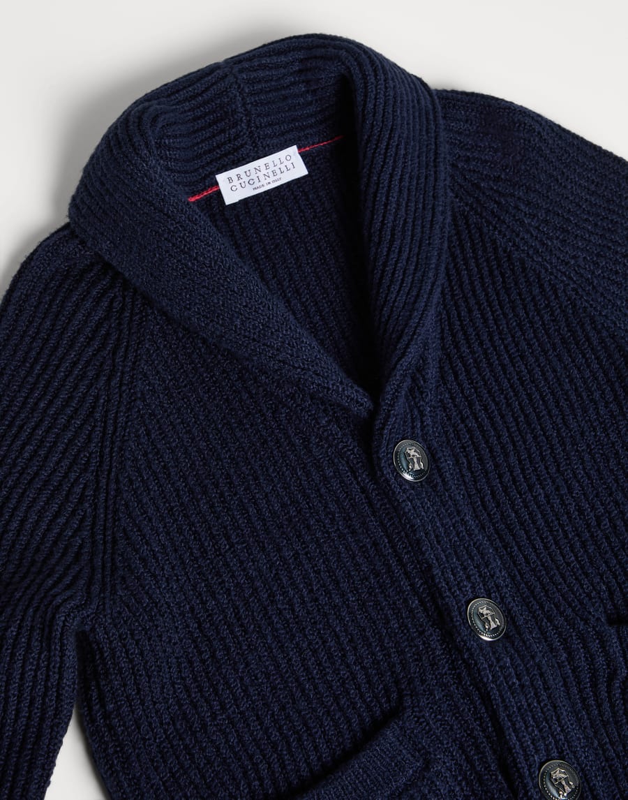 Cardigan in cotone malfilé Blu Navy Bambino - Brunello Cucinelli