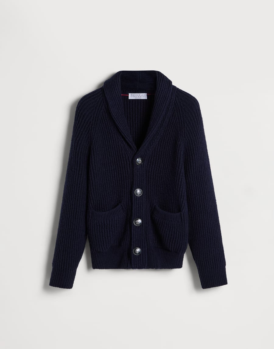 Cardigan in cotone malfilé Blu Navy Bambino - Brunello Cucinelli