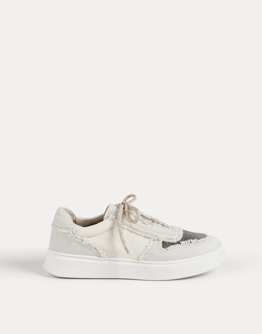 Sneakers in canvas Beige Chiaro Bambina - Brunello Cucinelli