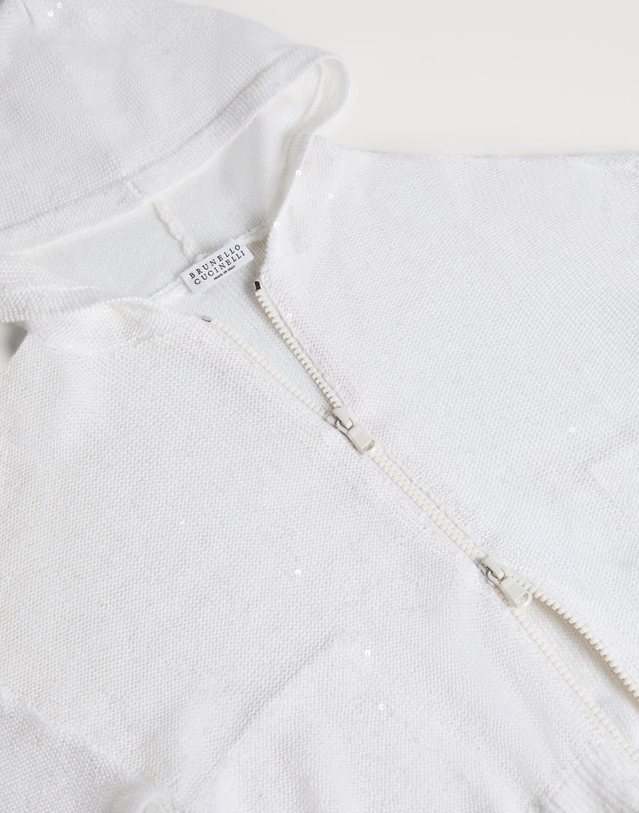 Кардиган из льна и шелка Белый Девочки - Brunello Cucinelli