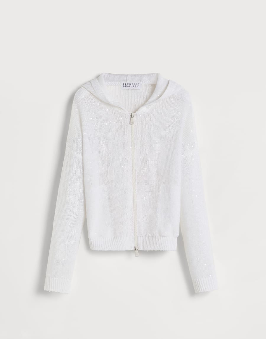 Кардиган из льна и шелка Белый Девочки - Brunello Cucinelli