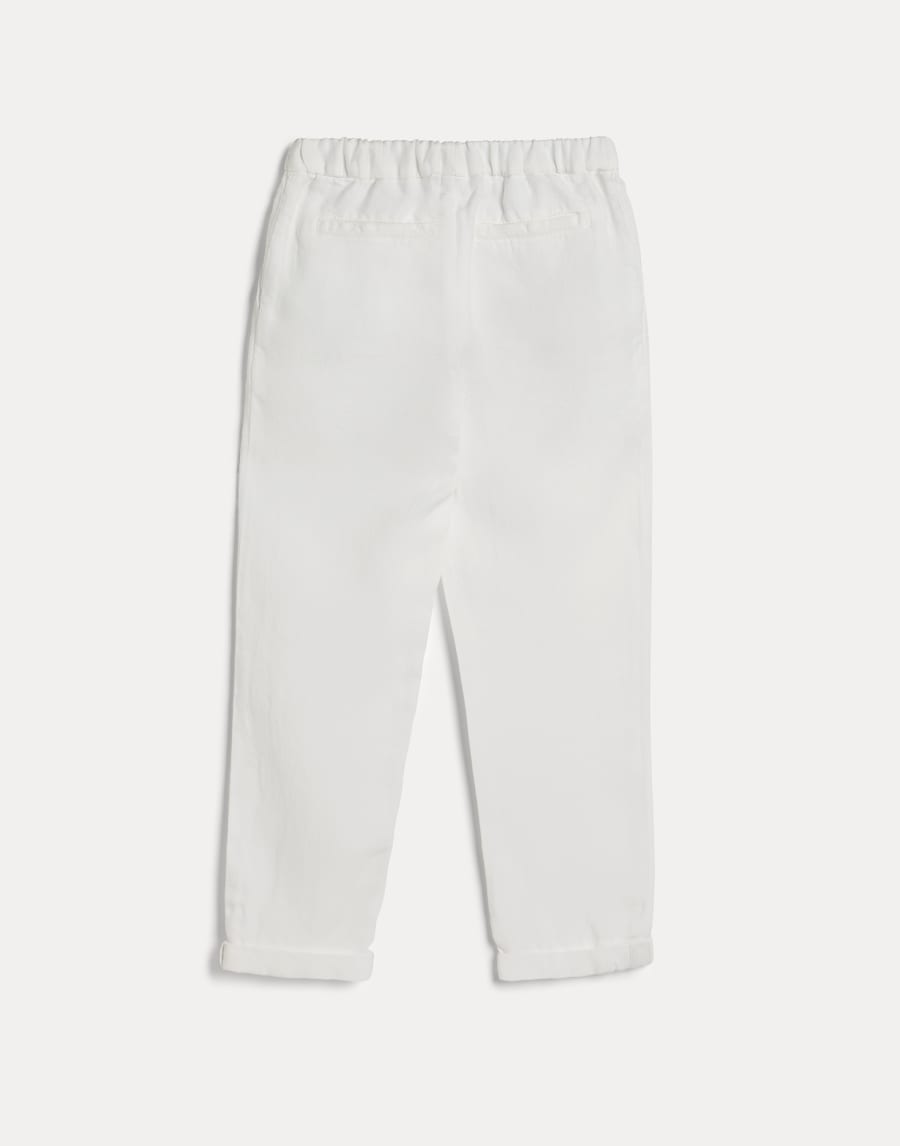 Pantalone in gabardina doppia pince Bianco Bambino - Brunello Cucinelli
