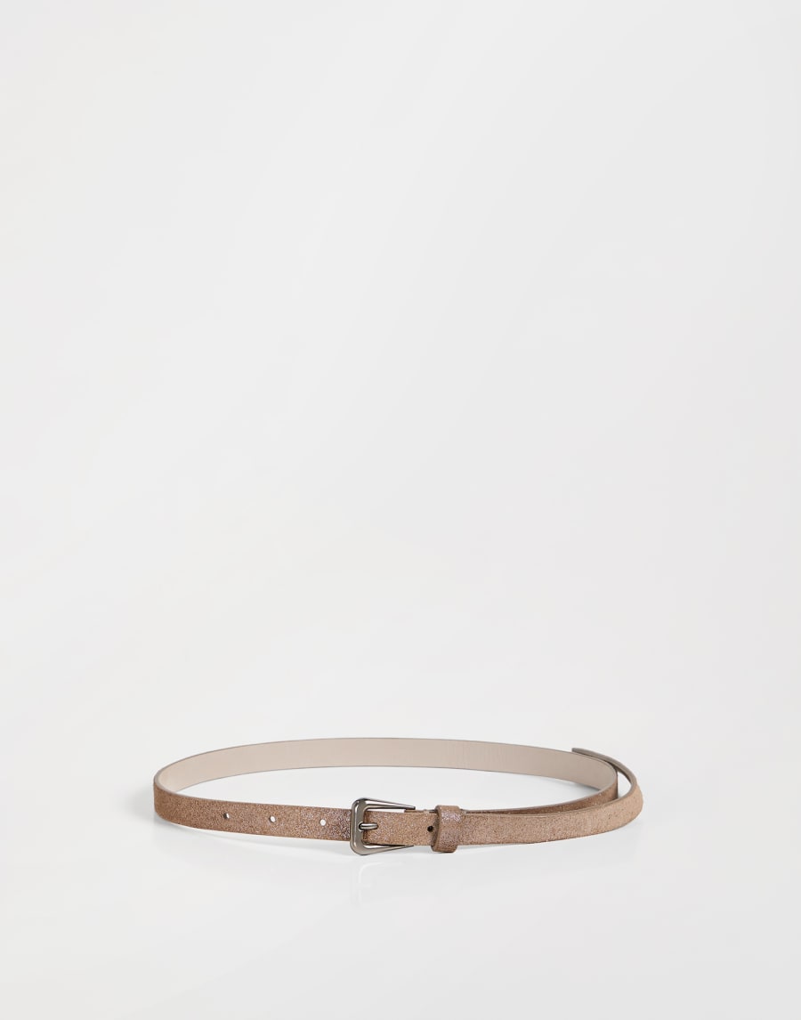 Cintura in camoscio lamé Marrone Chiaro Bambina - Brunello Cucinelli