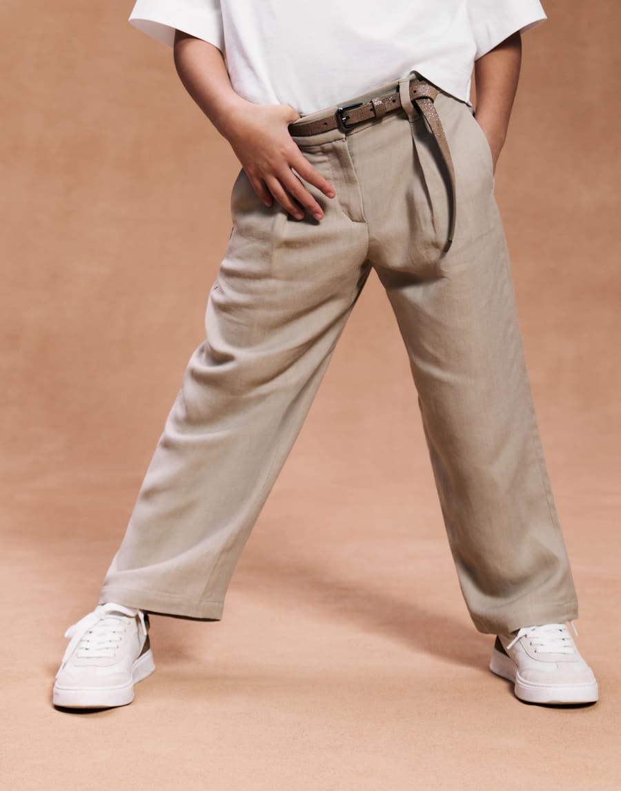 Cintura in camoscio lamé Marrone Chiaro Bambina - Brunello Cucinelli