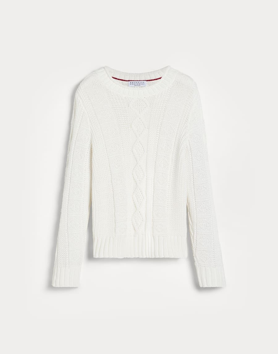 Maglia Fisherman's Cable Panama Bambino - Brunello Cucinelli