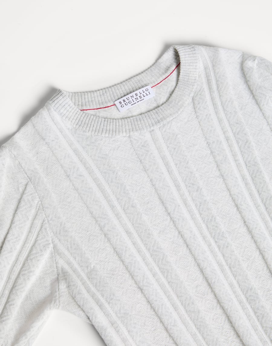 T-shirt in maglia jacquard Grigio Chiaro Bambino - Brunello Cucinelli