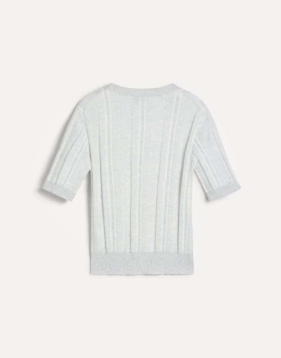 T-shirt in maglia jacquard Grigio Chiaro Bambino - Brunello Cucinelli