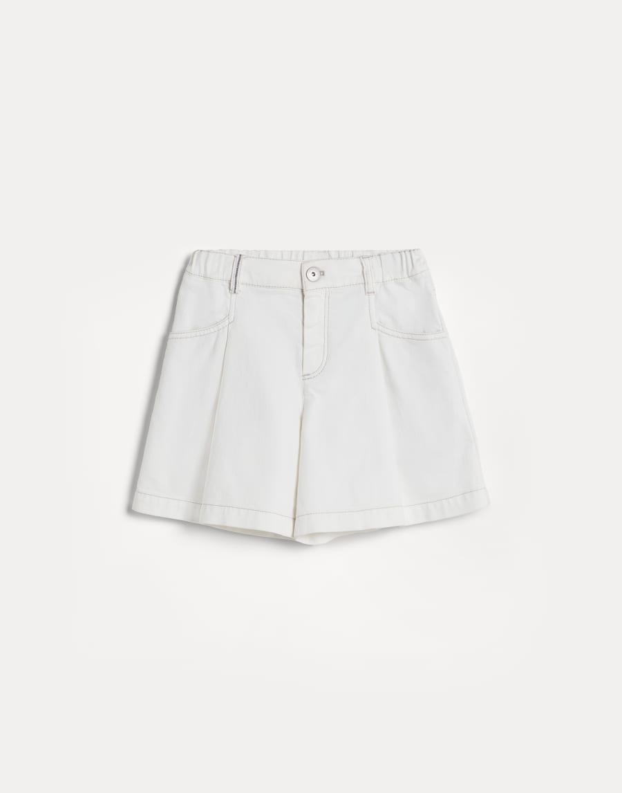 Shorts Baggy con monile Bianco Bambina - Brunello Cucinelli