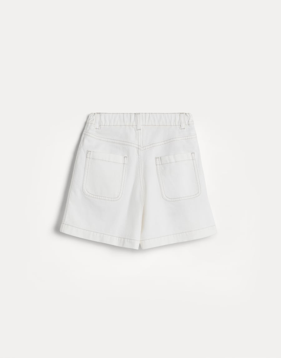 Shorts Baggy con monile Bianco Bambina - Brunello Cucinelli