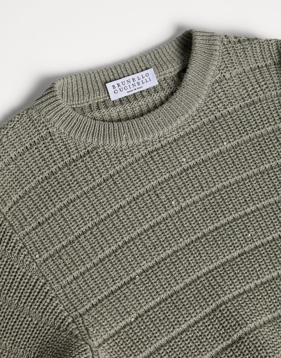 Maglia Texture in cotone Salvia Bambina - Brunello Cucinelli
