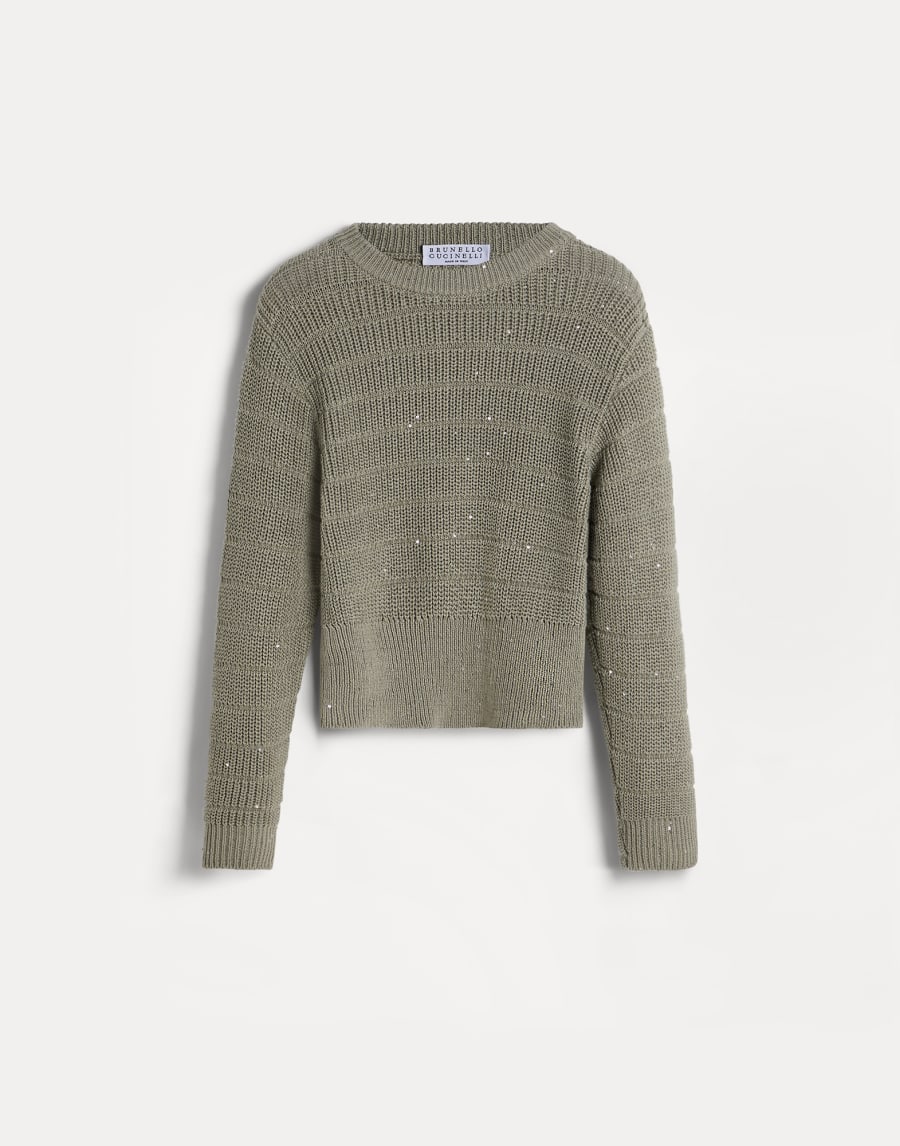 Maglia Texture in cotone Salvia Bambina - Brunello Cucinelli